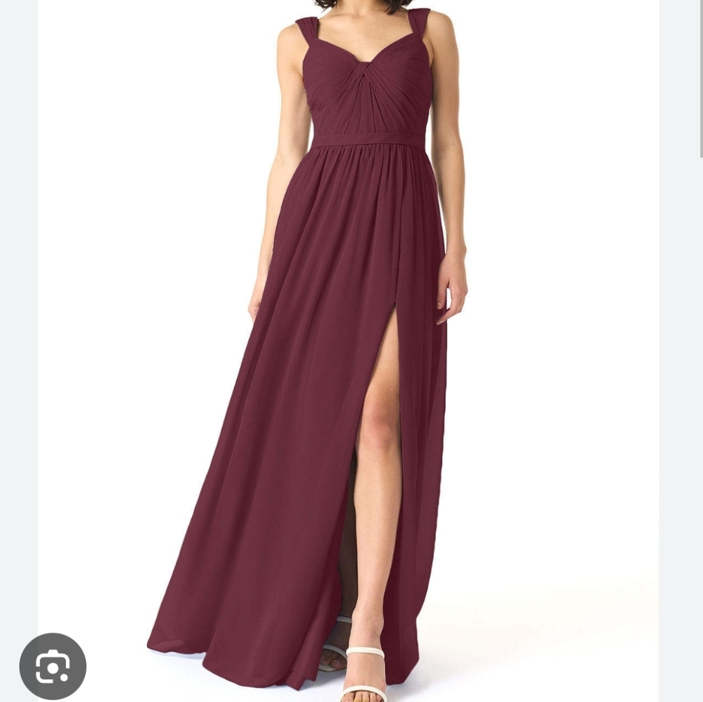 Azazie Evie Cabernet Bridesmaid Prom Formal Dress With Garment Bag, Size 8